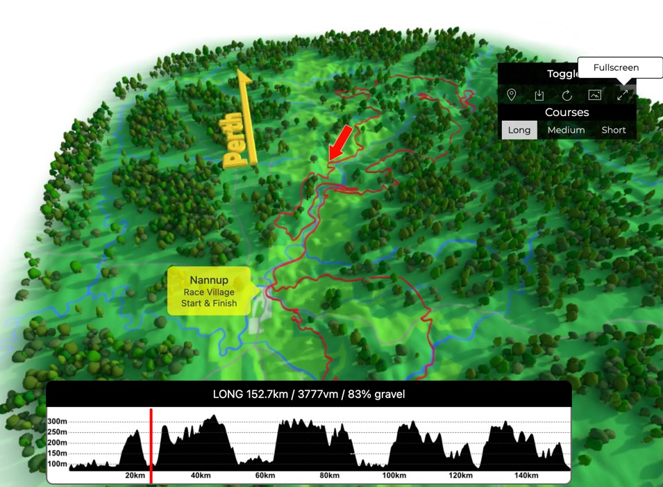 Interactive view of the Gravel Champs Biking Courses